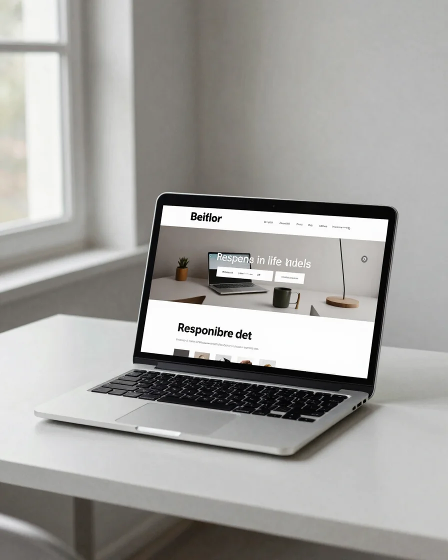 Clean digital editorial photograph of a laptop displaying a finis